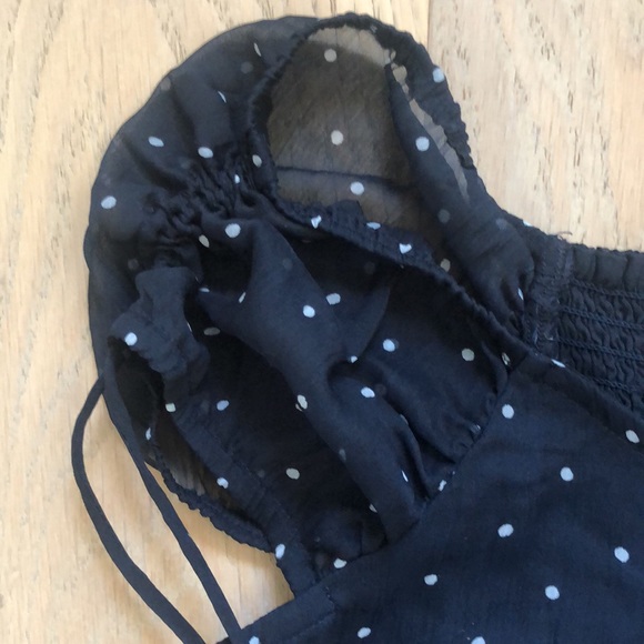 Abercrombie & Fitch Cap Sleeve Polka Dot Crop Top Elastic Back - New With Tag - Picture 6 of 6